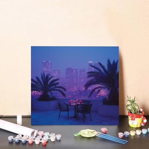 Malen Nach Zahlen Kinder Stadt DIY Malen Nach Zahlen Kerze Kreatives für Erwachsene Kunst Paint by Number Adult, DIY Handgemalt Leinwand ölgemälde mit Zubehör, Geschenke 40x40cm Ohne Rahmen 9-648N von Generisch