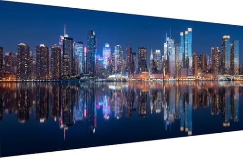 Malen Nach Zahlen Kinder Stadt Malen Nach Zahlen für Erwachsene See Paint by Number Adult, DIY Handgemalt Leinwand ölgemälde Hobby Erwachsene Set mit Zubehör, Geschenke 30x60cm Mit Rahmen J-6782 von Generisch