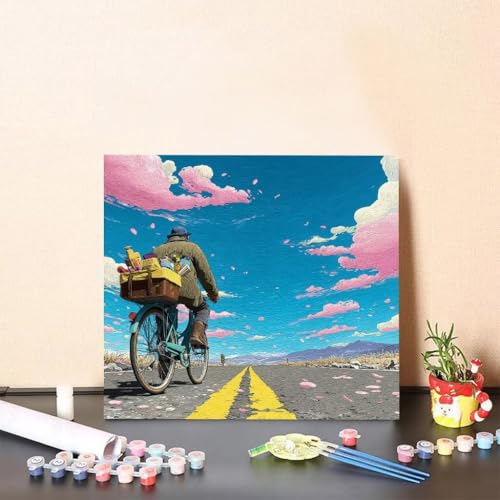 Malen Nach Zahlen Kinder StraßE DIY Malen Nach Zahlen Auto Kreatives für Erwachsene Kunst Paint by Number Adult, DIY Handgemalt Leinwand ölgemälde mit Zubehör, Geschenke 60x60cm Ohne Rahmen 1-5062 von Generisch