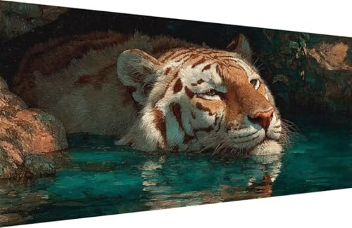 Malen Nach Zahlen Kinder Tiger Malen Nach Zahlen für Erwachsene Tier Paint by Number Adult, DIY Handgemalt Leinwand ölgemälde Hobby Erwachsene Set mit Zubehör, Geschenke 50x100cm Mit Rahmen 4-8M86 Malen Nach Zahlen Kinder Tiger Malen Nach Zahlen für Erwachsene Tier Paint by Number Adult, DIY Handgemalt Leinwand ölgemälde Hobby Erwachsene Set mit Zubehör, Geschenke 50x100cm Mit Rahmen 4-8M86 von Generisch