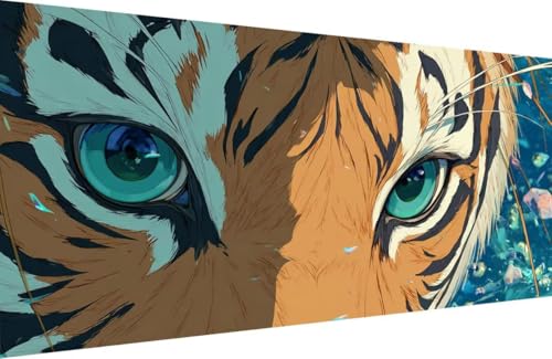 Malen Nach Zahlen Kinder Tiger Malen Nach Zahlen für Erwachsene Tier Paint by Number Adult, DIY Handgemalt Leinwand ölgemälde Hobby Erwachsene Set mit Zubehör, Geschenke 50x100cm Mit Rahmen I-YS92 von Generisch