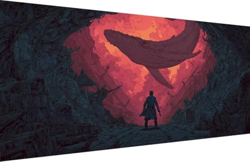 Malen Nach Zahlen Kinder Wal Malen Nach Zahlen für Erwachsene Mann Paint by Number Adult, DIY Handgemalt Leinwand ölgemälde Hobby Erwachsene Set mit Zubehör, Geschenke 50x100cm Mit Rahmen 6-0213 von Generisch