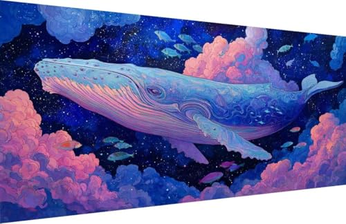 Malen Nach Zahlen Kinder Wal Malen Nach Zahlen für Erwachsene Wolke Paint by Number Adult, DIY Handgemalt Leinwand ölgemälde Hobby Erwachsene Set mit Zubehör, Geschenke 80x160cm Mit Rahmen U-E039 von Generisch