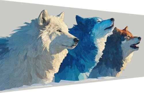 Malen Nach Zahlen Kinder Wolf Malen Nach Zahlen für Erwachsene Tier Paint by Number Adult, DIY Handgemalt Leinwand ölgemälde Hobby Erwachsene Set mit Zubehör, Geschenke 40x80cm Mit Rahmen S-W950 von Generisch