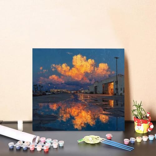 Malen Nach Zahlen Kinder Wolke DIY Malen Nach Zahlen Stadt Kreatives für Erwachsene Kunst Paint by Number Adult, DIY Handgemalt Leinwand ölgemälde mit Zubehör, Geschenke 80x80cm Ohne Rahmen Y-7332 von Generisch