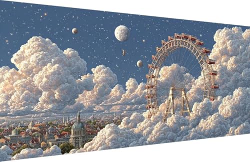 Malen Nach Zahlen Kinder Wolke Malen Nach Zahlen für Erwachsene Stern Paint by Number Adult, DIY Handgemalt Leinwand ölgemälde Hobby Erwachsene Set mit Zubehör, Geschenke 80x160cm Mit Rahmen 6-8681 von Generisch