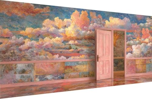 Malen Nach Zahlen Kinder Wolke Malen Nach Zahlen für Erwachsene TüR Paint by Number Adult, DIY Handgemalt Leinwand ölgemälde Hobby Erwachsene Set mit Zubehör, Geschenke 40x80cm Mit Rahmen 2-9663 von Generisch