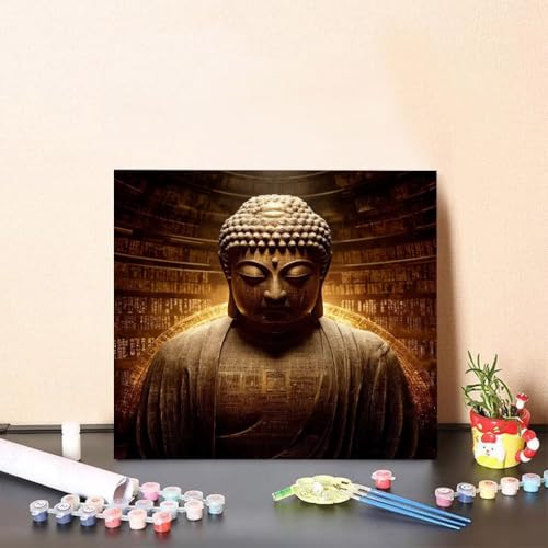 Malen Nach Zahlen Kinder Zen DIY Malen Nach Zahlen Landschaft Kreatives für Erwachsene Kunst Paint by Number Adult, DIY Handgemalt Leinwand ölgemälde mit Zubehör, Geschenke 60x60cm Ohne Rahmen 4-565D von Generisch