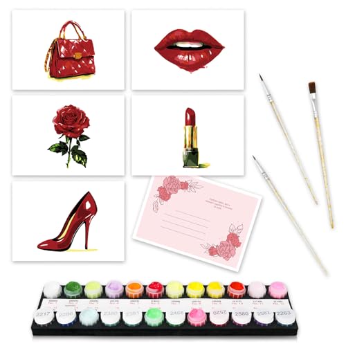 Malen Nach Zahlen Postkarten Set, Malen Nach Zahlen Grußkarten,DIY Postkarten Malset mit Umschlägen,5er-Set für Geburtstage, Hochzeiten, Feste und mehr (Moden) von Generisch