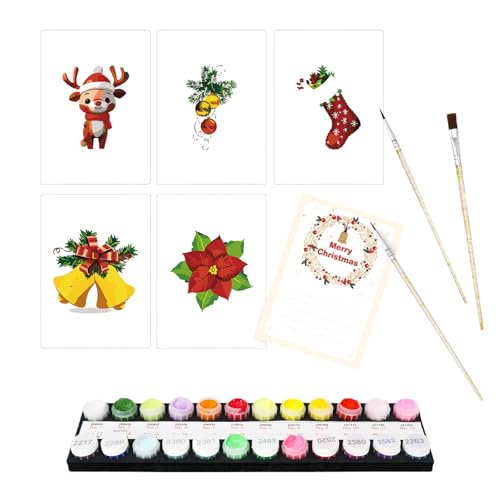 Malen Nach Zahlen Postkarten Set, Malen Nach Zahlen Grußkarten,DIY Postkarten Malset mit Umschlägen,5er-Set für Geburtstage, Hochzeiten, Feste und mehr (Weihnachtselemente (B)) von Generisch