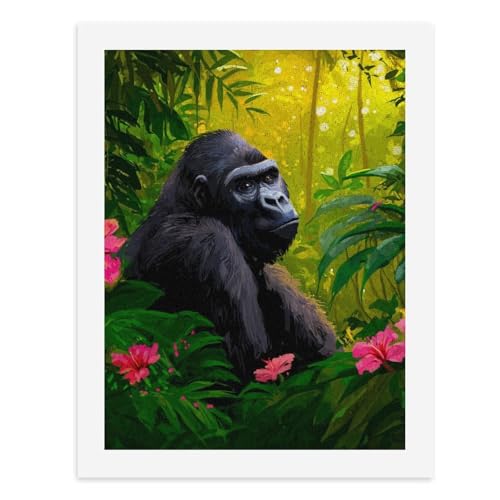 Malen nach Zahlen, Ein Gorilla inmitten lebendiger Blumen in einem üppigen Dschungel, digitales Gemälde für Erwachsene, Kunstwerk für Wanddekoration, einzigartiger moderner abstrakter Druck, ungerahmt Malen nach Zahlen, Ein Gorilla inmitten lebendiger Blumen in einem üppigen Dschungel, digitales Gemälde für Erwachsene, Kunstwerk für Wanddekoration, einzigartiger moderner abstrakter Druck, ungerahmt von Generisch