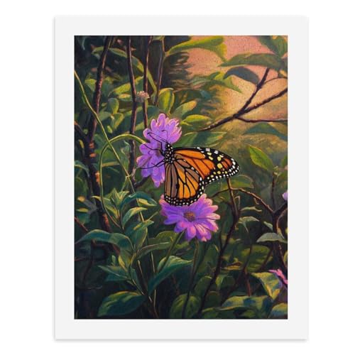 Malen nach Zahlen, Ein Monarchschmetterling ruht auf einer lebendigen lila Blume, digitales Gemälde für Erwachsene, Kunstwerk für Wanddekoration, einzigartiger moderner abstrakter Druck, ungerahmt 40 von Generisch