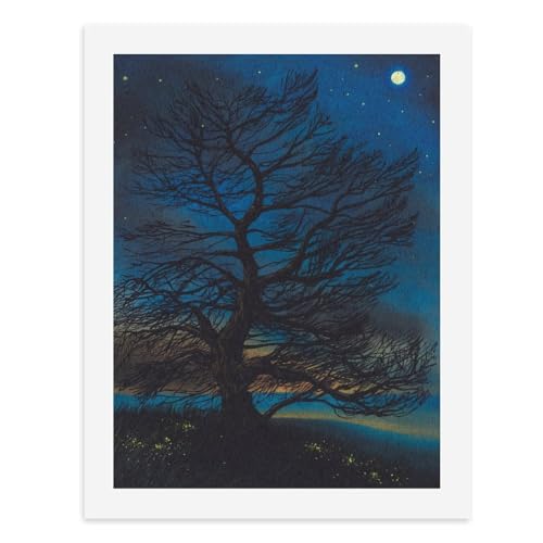 Malen nach Zahlen, Ein einsamer Baum steht unter einem Sternenhimmel, digitales Gemälde für Erwachsene, Kunstwerk für Wanddekoration, einzigartiger moderner abstrakter Druck, ungerahmt 40 x 50 cm von Generisch