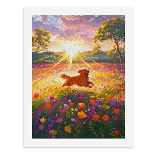 Malen nach Zahlen, Ein fröhlicher Golden Retriever springt in ein Feld lebendiger Wildblumen, digitales Gemälde für Erwachsene, Kunstwerk für Wanddekoration, einzigartiger moderner abstrakter Druck Malen nach Zahlen, Ein fröhlicher Golden Retriever springt in ein Feld lebendiger Wildblumen, digitales Gemälde für Erwachsene, Kunstwerk für Wanddekoration, einzigartiger moderner abstrakter Druck von Generisch