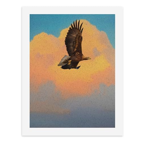 Malen nach Zahlen, Ein majestätischer Adler schwebt gegen einen orangefarbenen Himmel, digitales Gemälde für Erwachsene, Kunstwerk für Wanddekoration, einzigartiger moderner abstrakter Druck Malen nach Zahlen, Ein majestätischer Adler schwebt gegen einen orangefarbenen Himmel, digitales Gemälde für Erwachsene, Kunstwerk für Wanddekoration, einzigartiger moderner abstrakter Druck von Generisch