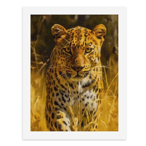 Malen nach Zahlen, Ein majestätischer Leopard im goldenen Gras, digitales Gemälde für Erwachsene, Kunstwerk für Wanddekoration, einzigartiger moderner abstrakter Druck, ungerahmt 40 x 50 cm Malen nach Zahlen, Ein majestätischer Leopard im goldenen Gras, digitales Gemälde für Erwachsene, Kunstwerk für Wanddekoration, einzigartiger moderner abstrakter Druck, ungerahmt 40 x 50 cm von Generisch