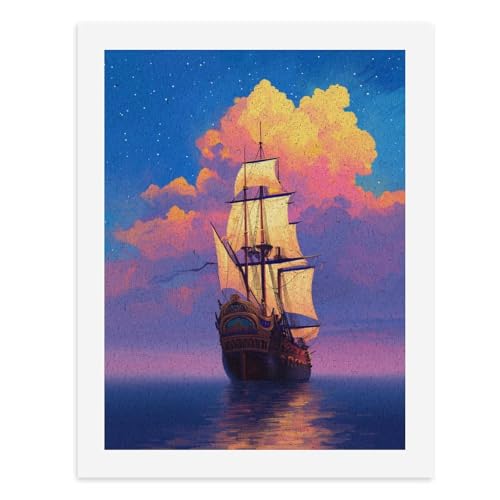 Malen nach Zahlen, Ein majestätisches Schiff, das unter einem lebendigen Sonnenuntergangshimmel segelt, digitales Gemälde für Erwachsene, Kunstwerk für Wanddekoration, einzigartiger moderner von Generisch