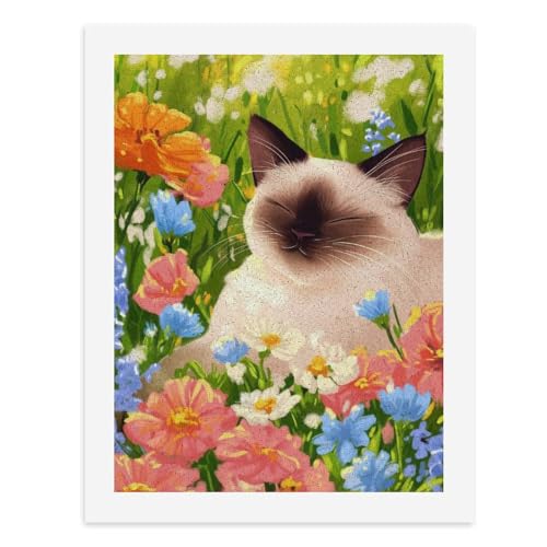 Malen nach Zahlen, Eine siamesische Katze, eingebettet in bunte Blumen, digitales Gemälde für Erwachsene, Kunstwerk für Wanddekoration, einzigartiger moderner abstrakter Druck, ungerahmt 40 x 50 cm Malen nach Zahlen, Eine siamesische Katze, eingebettet in bunte Blumen, digitales Gemälde für Erwachsene, Kunstwerk für Wanddekoration, einzigartiger moderner abstrakter Druck, ungerahmt 40 x 50 cm von Generisch