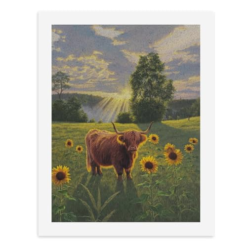 Malen nach Zahlen, Hochlandkuh inmitten von Sonnenblumen im goldenen Licht, digitale Malerei für Erwachsene, Kunstwerk für Wanddekoration, einzigartiger moderner abstrakter Druck, ungerahmt 40 x 50 cm Malen nach Zahlen, Hochlandkuh inmitten von Sonnenblumen im goldenen Licht, digitale Malerei für Erwachsene, Kunstwerk für Wanddekoration, einzigartiger moderner abstrakter Druck, ungerahmt 40 x 50 cm von Generisch