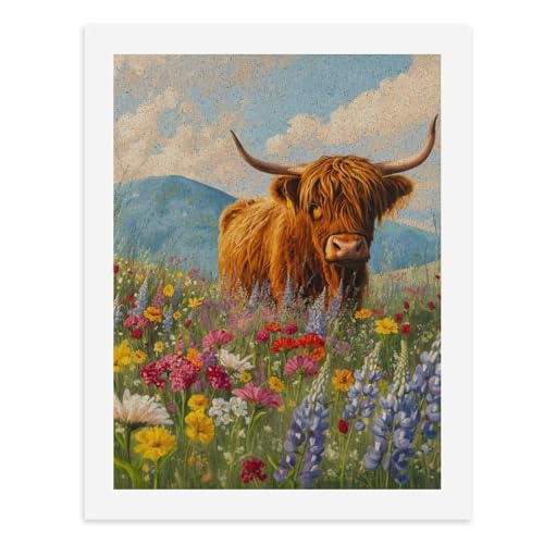 Malen nach Zahlen, Motiv: Eine Hochlandkuh inmitten bunter Wildblumen, digitales Malset für Erwachsene, erstellen Sie Ihre eigene magische Szene, Kunstzubehör, ungerahmt 40 x 50 cm Malen nach Zahlen, Motiv: Eine Hochlandkuh inmitten bunter Wildblumen, digitales Malset für Erwachsene, erstellen Sie Ihre eigene magische Szene, Kunstzubehör, ungerahmt 40 x 50 cm von Generisch