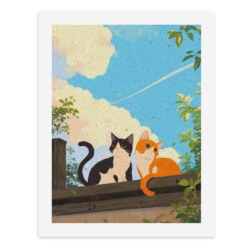 Malen nach Zahlen, Zwei Katzen, die auf einem Holzzaun sitzen, digitales Gemälde für Erwachsene, Kunstwerk für Wanddekoration, einzigartiger moderner abstrakter Druck, ungerahmt 40 x 50 cm Malen nach Zahlen, Zwei Katzen, die auf einem Holzzaun sitzen, digitales Gemälde für Erwachsene, Kunstwerk für Wanddekoration, einzigartiger moderner abstrakter Druck, ungerahmt 40 x 50 cm von Generisch