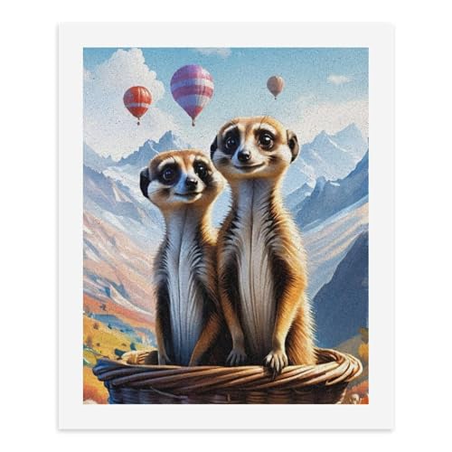 Malen nach Zahlen, Zwei niedliche Erdmännchen, die in einem Korb sitzen, mit Heißluftballons, die am Himmel fliegen, digitales Malset für Erwachsene, 40 x 50 cm Malen nach Zahlen, Zwei niedliche Erdmännchen, die in einem Korb sitzen, mit Heißluftballons, die am Himmel fliegen, digitales Malset für Erwachsene, 40 x 50 cm von Generisch