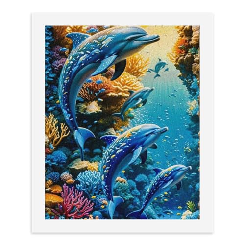 Malen nach Zahlen, bunte Delfine, die im Ozean schwimmen, digitales Malset für Erwachsene, 40 x 50 cm Malen nach Zahlen, bunte Delfine, die im Ozean schwimmen, digitales Malset für Erwachsene, 40 x 50 cm von Generisch