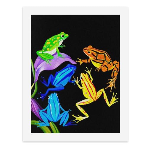 Malen nach Zahlen, bunte Frösche auf lebendigen Blumen, digitales Gemälde für Erwachsene, Kunstwerk für Wanddekoration, einzigartiger moderner abstrakter Druck, ungerahmt 40 x 50 cm von Generisch