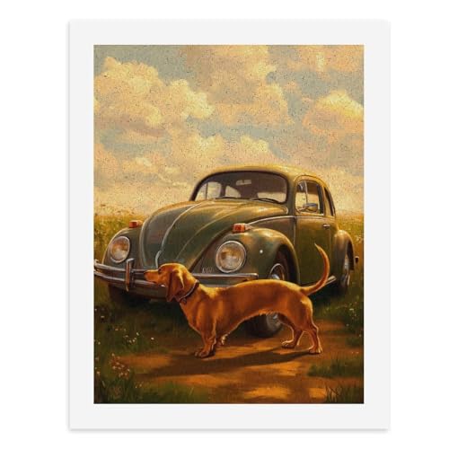Malen nach Zahlen, ein Dackel steht stolz vor einem klassischen Auto, digitales Gemälde für Erwachsene, Kunstwerk für Wanddekoration, einzigartiger moderner abstrakter Druck, ungerahmt 40 x 50 cm Malen nach Zahlen, ein Dackel steht stolz vor einem klassischen Auto, digitales Gemälde für Erwachsene, Kunstwerk für Wanddekoration, einzigartiger moderner abstrakter Druck, ungerahmt 40 x 50 cm von Generisch