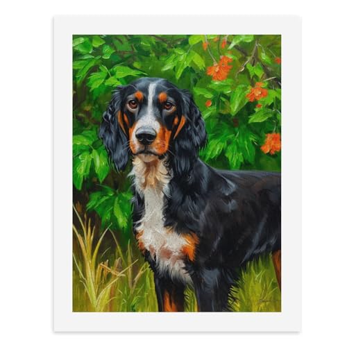 Malen nach Zahlen, ein charmanter Berner Sennenhund in einem üppigen Garten, digitales Gemälde für Erwachsene, Kunstwerk für Wanddekoration, einzigartiger moderner abstrakter Druck, ungerahmt 40 x 50 von Generisch