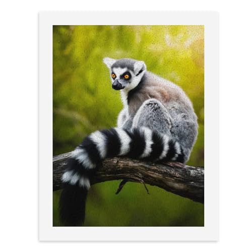 Malen nach Zahlen, ein niedlicher Lemur mit Ringschwanz, thront auf einem Ast, digitales Gemälde für Erwachsene, Kunstwerk für Wanddekoration, einzigartiger moderner abstrakter Druck, ungerahmt 40 x von Generisch