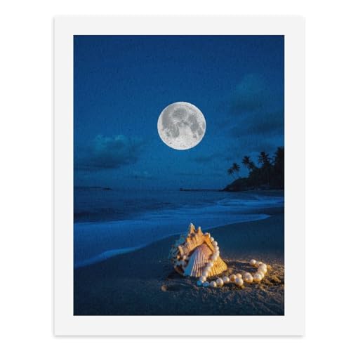 Malen nach Zahlen, eine Muschel, verziert mit Perlen an einem Sandstrand unter Vollmond, digitales Gemälde für Erwachsene, Kunstwerk für Wanddekoration, einzigartiger moderner abstrakter Druck Malen nach Zahlen, eine Muschel, verziert mit Perlen an einem Sandstrand unter Vollmond, digitales Gemälde für Erwachsene, Kunstwerk für Wanddekoration, einzigartiger moderner abstrakter Druck von Generisch