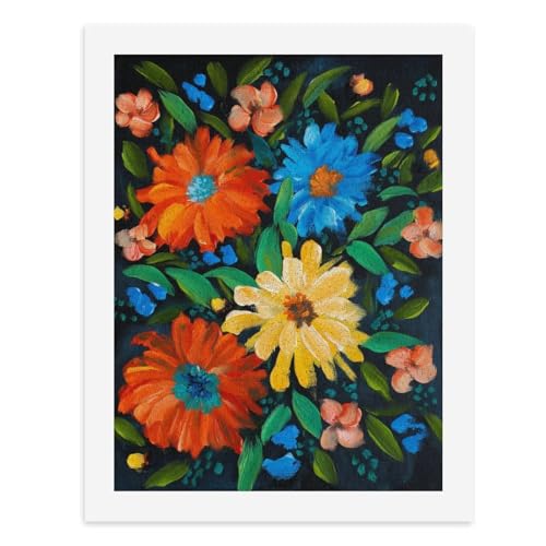 Malen nach Zahlen, lebendiger Blumenstrauß bunter Blumen, 2 digitale Malerei, Kunstwerk für Erwachsene, Wanddekoration, einzigartiger moderner abstrakter Druck, ungerahmt 40 x 50 cm von Generisch