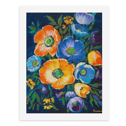 Malen nach Zahlen, lebendiger Blumenstrauß bunter Blumen, 3 digitale Malerei, Kunstwerk für Erwachsene, Wanddekoration, einzigartiger moderner abstrakter Druck, ungerahmt 40 x 50 cm von Generisch