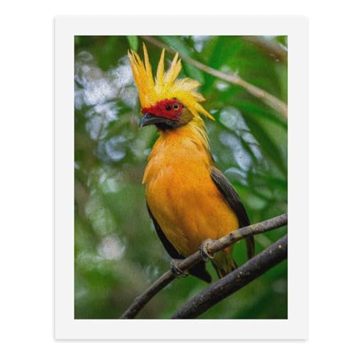 Malen nach Zahlen, lebendiger Vogel mit auffälligem gelbem Wappen, Sitzstangen auf einem Ast, digitales Gemälde für Erwachsene, Kunstwerk für Wanddekoration, einzigartiger moderner abstrakter Druck von Generisch