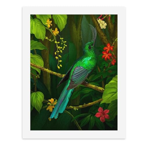 Malen nach Zahlen, lebendiger grüner Kolibri, der inmitten bunter Blumen sitzt, digitales Gemälde für Erwachsene, Kunstwerk für Wanddekoration, einzigartiger moderner abstrakter Druck, ungerahmt 40 x von Generisch