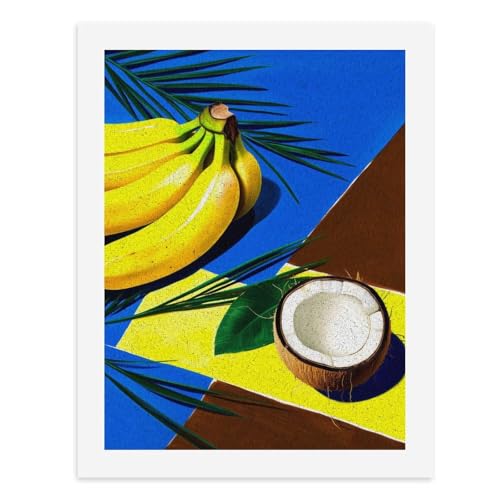 Malen nach Zahlen, lebendiges Stillleben mit Bananen, Kokosnuss und tropischen Blättern, digitales Gemälde für Erwachsene, Kunstwerk für Wanddekoration, einzigartiger moderner abstrakter Druck Malen nach Zahlen, lebendiges Stillleben mit Bananen, Kokosnuss und tropischen Blättern, digitales Gemälde für Erwachsene, Kunstwerk für Wanddekoration, einzigartiger moderner abstrakter Druck von Generisch