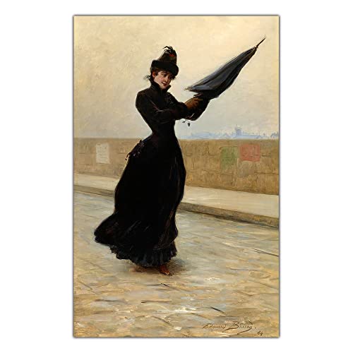Malen nach Zahlen für Erwachsene, Edouard Bisson, "A Windy Day", Malset für Erwachsene, Leinwand, Geschenke, Kunsthandwerk für Heimdekoration von Generisch