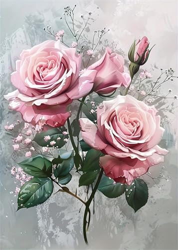 Malen nach Zahlen für Erwachsene, Malen nach Zahlen, Leinwand, zum Selbermachen, einfaches fröhliches Malen für Anfänger, Geschenke, Wanddekoration (Blumen 2) von Generisch