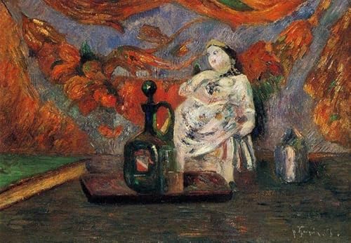 Malen nach Zahlen für Erwachsene, Stillleben mit Karaffe und Keramikfigur 1885 von Paul Gauguin, Malen-nach-Zahlen-Set für Erwachsene auf Leinwand von Generisch