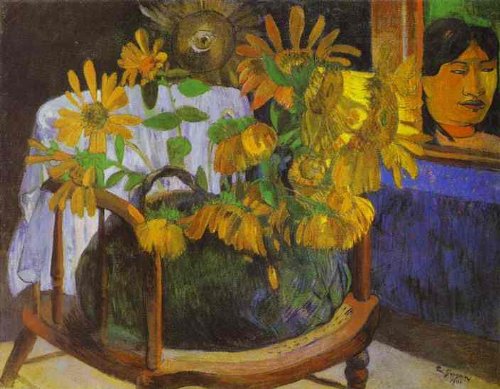 Malen nach Zahlen für Erwachsene, Stillleben mit Sonnenblumen auf einem Sessel von Paul Gauguin, Malset für Erwachsene, Leinwand, Geschenke, Kunsthandwerk, Heimdekoration von Generisch