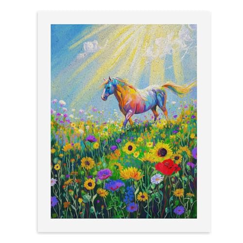 Malen nach Zahlen: Ein lebendiges regenbogenfarbenes Pferd galoppiert inmitten eines Feldes bunter Wildblumen, digitales Gemälde für Erwachsene, Kunstwerk für Wanddekoration, einzigartiger moderner Malen nach Zahlen: Ein lebendiges regenbogenfarbenes Pferd galoppiert inmitten eines Feldes bunter Wildblumen, digitales Gemälde für Erwachsene, Kunstwerk für Wanddekoration, einzigartiger moderner von Generisch
