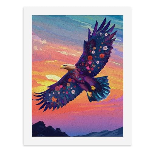 Malen nach Zahlen: Ein majestätischer Adler, geschmückt mit lebendigen Blumen, schwebt vor einem bunten Sonnenuntergangshimmel, digitales Gemälde für Erwachsene, Kunstwerk für Wanddekoration Malen nach Zahlen: Ein majestätischer Adler, geschmückt mit lebendigen Blumen, schwebt vor einem bunten Sonnenuntergangshimmel, digitales Gemälde für Erwachsene, Kunstwerk für Wanddekoration von Generisch