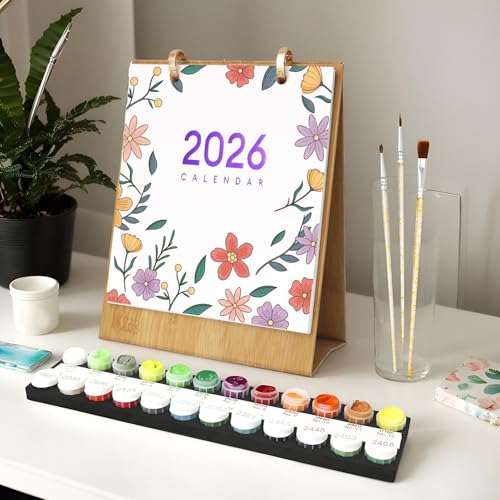 Malkalender Für 2026, Malen Nach Zahlen Kalender Wandkalender Mit Zahlreichen Bildern Von Blumen Und Grünpflanzen, Wandkalender 2026 Zum Aufstellen, Mit Pinsels Und Acrylfarbe Für Geschenke von Generisch