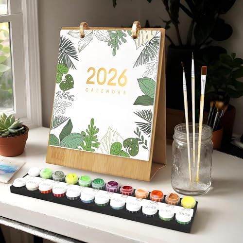 Malkalender Für 2026, Malen Nach Zahlen Kalender Wandkalender Mit Zahlreichen Bildern Von Blumen Und Grünpflanzen, Wandkalender 2026 Zum Aufstellen, Mit Pinsels Und Acrylfarbe Für Geschenke von Generisch