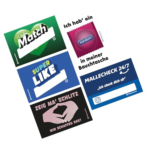 Malleexperten Sticker Set Dating Party Kollektion 50 Stück | Malle Party Feiern Festival Karneval | 5x 10 Sticker, 5 Motive | Dating Edition Aufkleber von Generisch