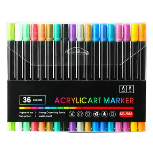Malmarker, Doppelkopf-Farbstifte, Acryl-Marker, wasserfest, Künstlerbedarf, Pinselspitze, Zeichnen, Textmarker, 24/36 Farben, für Kinder, Studenten, Malerei, Graffiti Malmarker, Doppelkopf-Farbstifte, Acryl-Marker, wasserfest, Künstlerbedarf, Pinselspitze, Zeichnen, Textmarker, 24/36 Farben, für Kinder, Studenten, Malerei, Graffiti von Generisch
