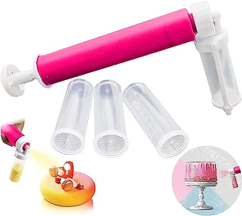 Manuelle Airbrush für Kuchen, Glitzer-Dekorationswerkzeuge, DIY-Backen, Kuchen, Airbrush-Pumpe, Farbspritzpistole mit 4 Rohren, Küchenkuchen-Dekorationsset für Cupcakes, Kekse und Desserts (lila) von Generisch