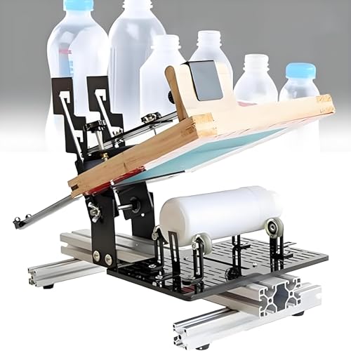 Manuelle Flaschendruckmaschine für Zylinderbecher, gebogene Siebmaschine mit 200 x 250 mm Grafikbereich von Generisch
