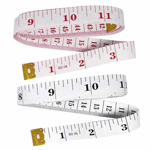 Maßband, Körpermaßband, Körpermaß, weiches Lineal, Maßband zum Nähen, Schneidern, Basteln, Baukleidung, 2-seitig, 150 cm, mehrfarbig, Packung (Rot und Weiß) von Generisch